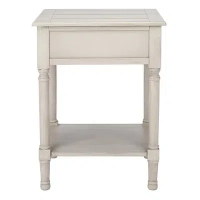 Kirkland's Greige Wood Whitney 1-drawer End Table In White