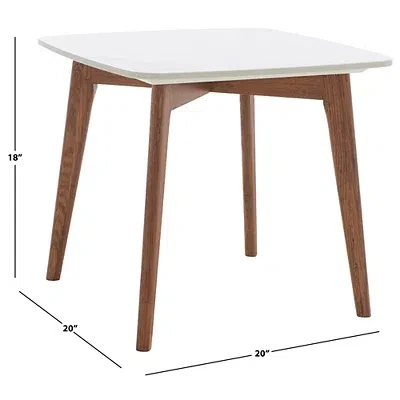 Kirkland's Square Ceramic Marble & Walnut Karin Accent Table In White