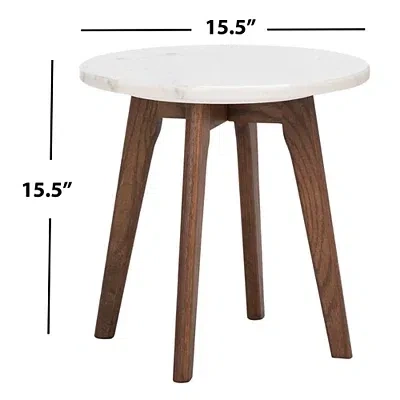 Kirkland's Marble And Walnut Round Mari Accent Table In Brown