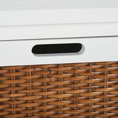 Kirkland's Wood Woven Viola 2-drawer End Table In White