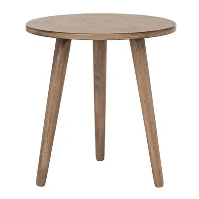 Kirkland's Light Brown Wood Round Scandinavian End Table In Brown