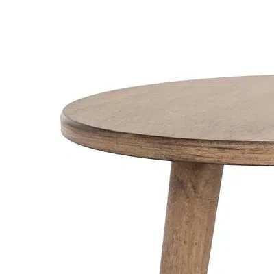Kirkland's Light Brown Wood Round Scandinavian End Table In Brown