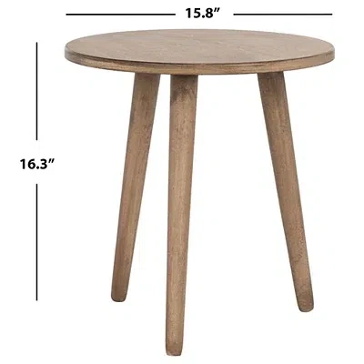 Kirkland's Light Brown Wood Round Scandinavian End Table In Brown