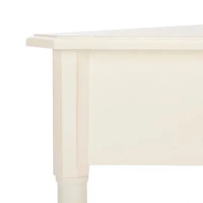 Kirkland's Distressed Cream Wood Selena Corner Accent Table In White