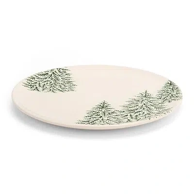 Kirkland's Evergreen Trees Embossed Dinner Plate In White