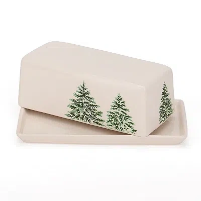 Kirkland's Evergreen Trees Embossed Butter Dish In Multi