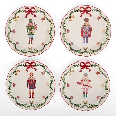 Kirkland's Holly Nutcracker Wavy Salad Plates In Multi