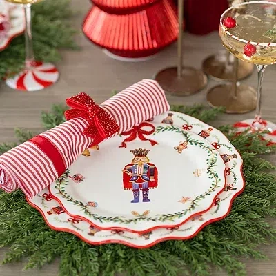 Kirkland's Holly Nutcracker Wavy Salad Plates In Multi
