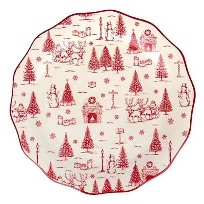 Kirkland's Toile Christmas Serving Platter In Multi