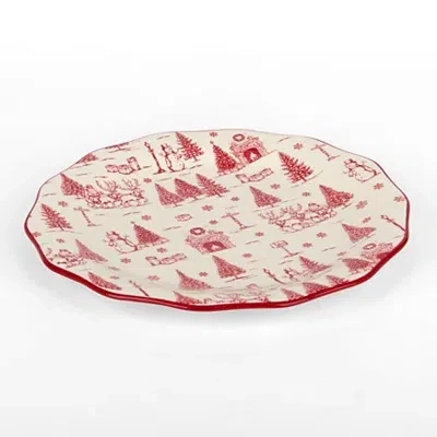 Kirkland's Toile Christmas Serving Platter In Multi
