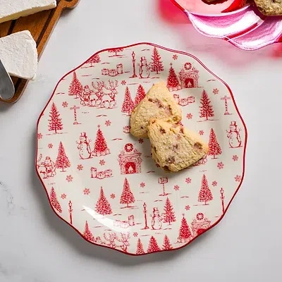 Kirkland's Toile Christmas Serving Platter In Multi
