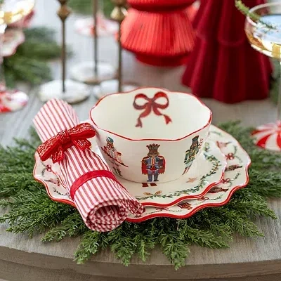 Kirkland's Holly Nutcracker Wavy Bowl