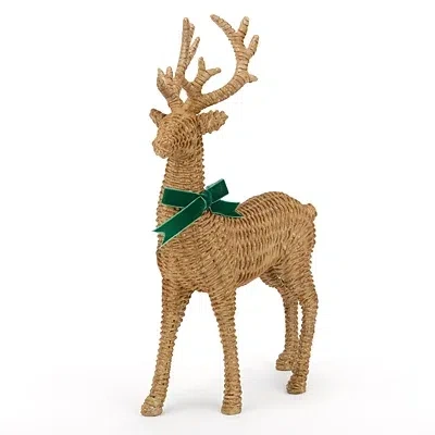 Kirkland's Rattan Deer Figurine With Bow In Brown