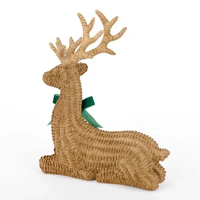 Kirkland's Rattan Deer Figurine With Bow In Multi