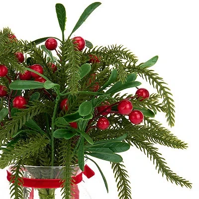Kirkland's Berry And Greenery Arrangement In Glass Vase In Multi