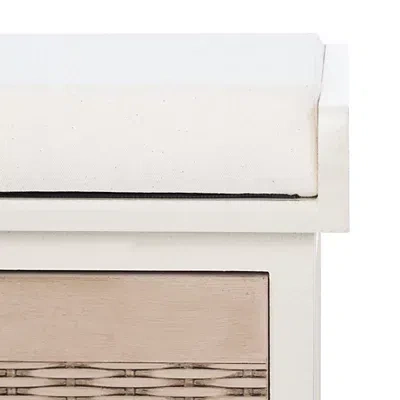 Kirkland's Upholstered Lanie 2-drawer Storage Bench In White