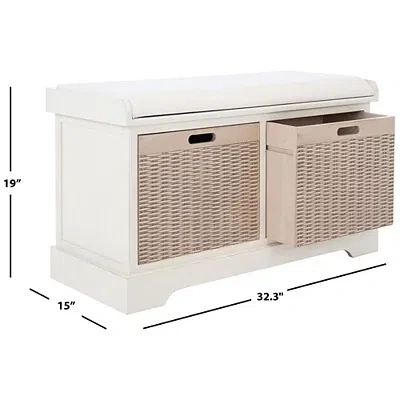 Kirkland's Upholstered Lanie 2-drawer Storage Bench In White
