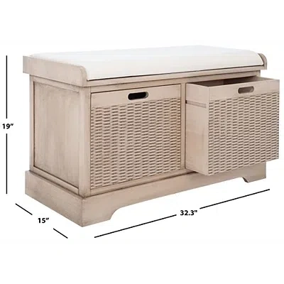 Kirkland's Sand Upholstered Lanie 2-drawer Storage Bench In Brown