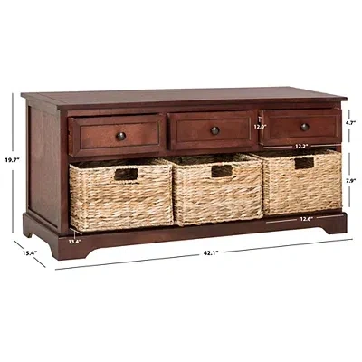 Kirkland's Dark Cherry Wood Suzelle Storage Bench In Brown
