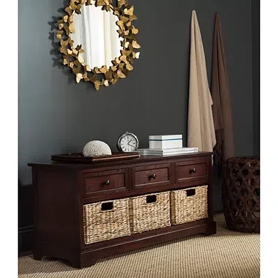 Kirkland's Dark Cherry Wood Suzelle Storage Bench In Brown