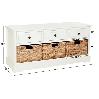 Kirkland's Distressed Cream Suzelle Storage Bench In White