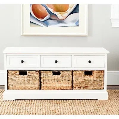 Kirkland's Distressed Cream Suzelle Storage Bench In White