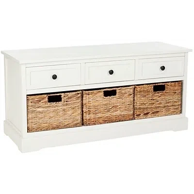 Kirkland's Distressed Cream Suzelle Storage Bench In White