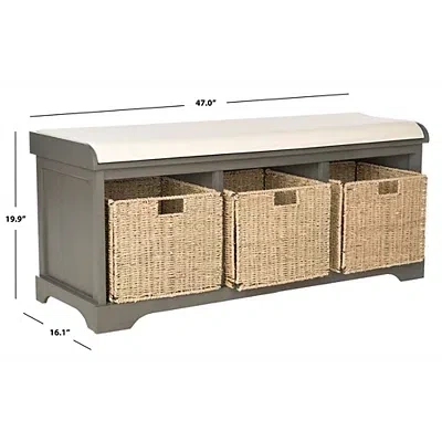 Kirkland's Upholstered Jeanette Storage Bench In Gray