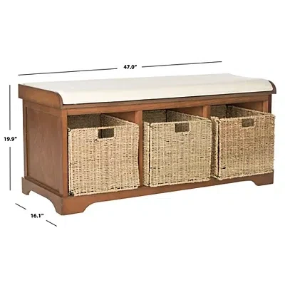 Kirkland's Walnut Upholstered Jeanette Storage Bench In Multi