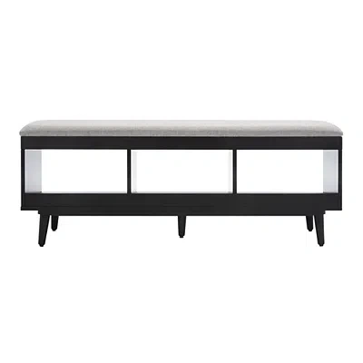 Kirkland's Linen Norma Open Shelf Black Bench In Gray