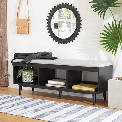 Kirkland's Linen Norma Open Shelf Black Bench In Gray