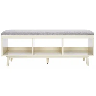 Kirkland's Linen Norma Open Shelf White Bench In Gray