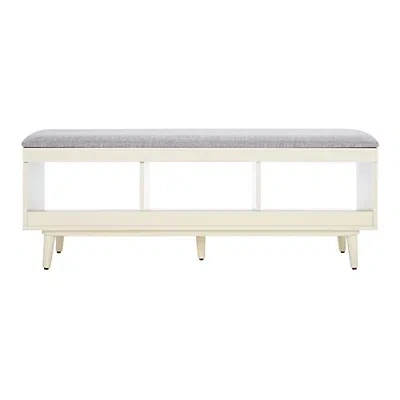 Kirkland's Linen Norma Open Shelf White Bench In Gray
