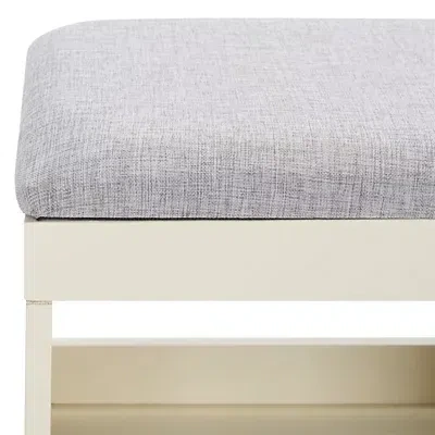 Kirkland's Linen Norma Open Shelf White Bench In Gray