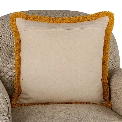 Kirkland's Botanical Print Fringe Pillow In Yellow