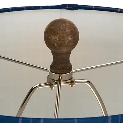 Kirkland's Buffet Lamp With Blue Plaid Shade In Multi