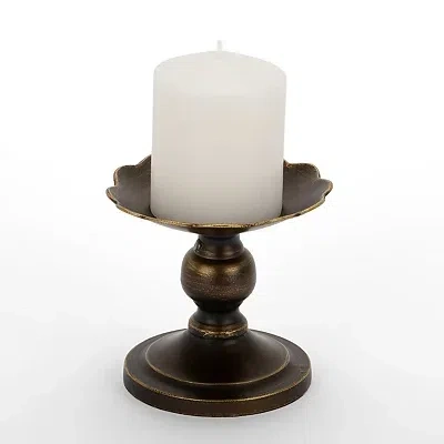 Kirkland's Metal Pillar Candle Holder In Brown