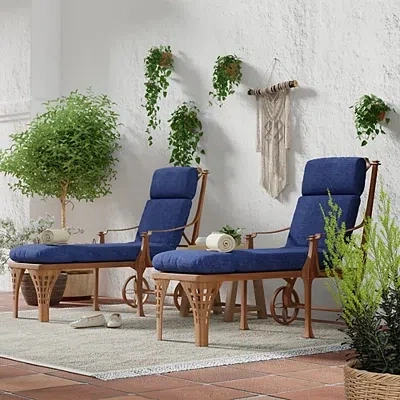 Kirkland's Blue Crosshatch Chaise Cushion In Blue