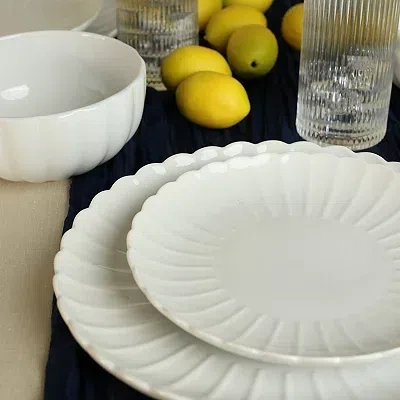 Kirkland's Porcelain Petal Dinner Plates In White