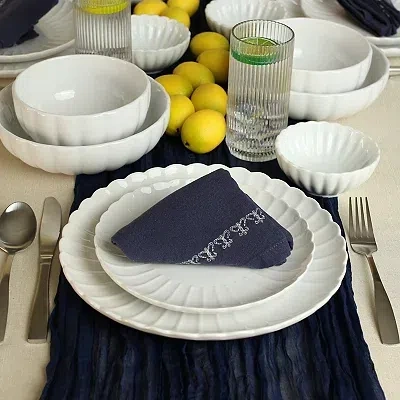 Kirkland's Porcelain Petal Dinner Plates In White