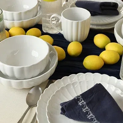 Kirkland's Porcelain Petal Dinner Plates In White