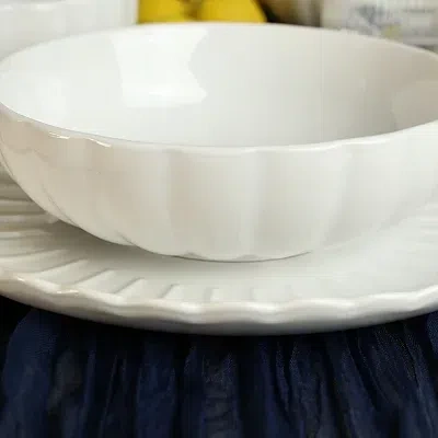 Kirkland's Porcelain Petal Dinner Bowls In White