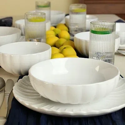 Kirkland's Porcelain Petal Dinner Bowls In White