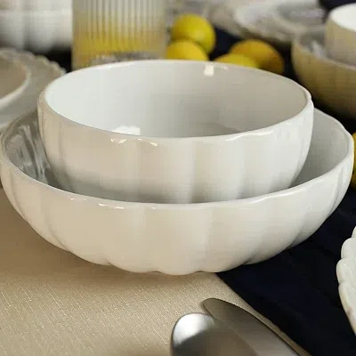 Kirkland's Porcelain Petal Dinner Bowls In White