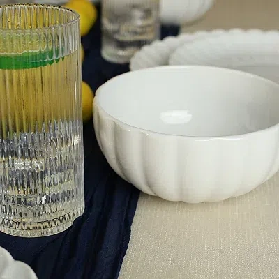 Kirkland's Porcelain Petal Cereal Bowls In White