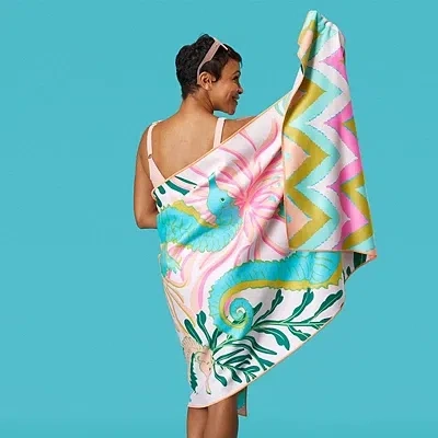 Kirkland's Seahorses Reversible Microfiber Beach Towel In Multi