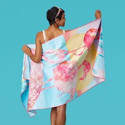 Kirkland's Flamingo Sunset Reversible Microfiber Beach Towel In Multi