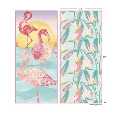 Kirkland's Flamingo Sunset Reversible Microfiber Beach Towel In Multi