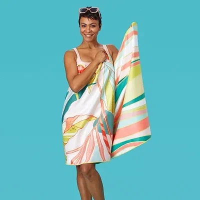 Kirkland's Exotic Leaf Reversible Microfiber Beach Towel In Multi