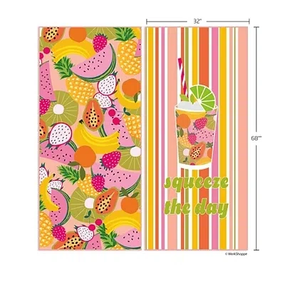 Kirkland's Squeeze The Day Reversible Microfiber Beach Towel In Multi